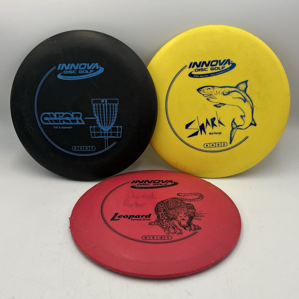 3x Innova Disc Golf Discs - Shark Leopard Aviar Putt Mid Range Driver Combo Set